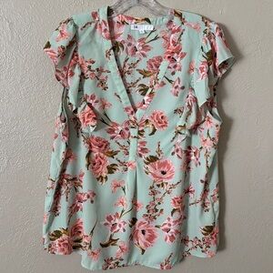 DR2 Floral Women’s Sleeveless Top XL Mint Pink